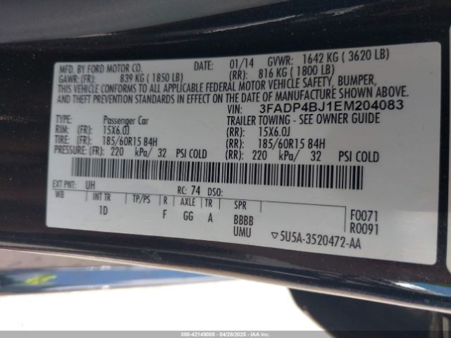 3FADP4BJ1EM204083 Ford FIESTA SE