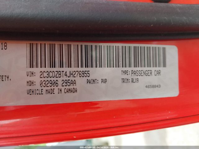 2C3CDZBT4JH276955 Dodge Challenger R/t Plus