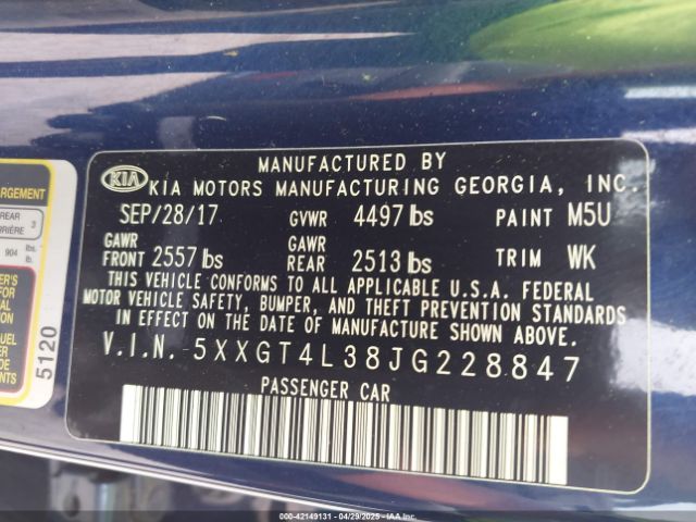 5XXGT4L38JG228847 KIA Optima Lx