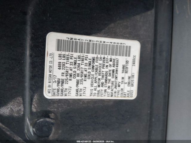 JN8AT2MT3HW149897 Nissan ROGUE S