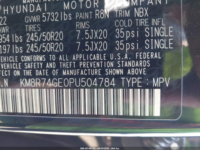 KM8R74GE0PU504784 Hyundai Palisade Calligraphy