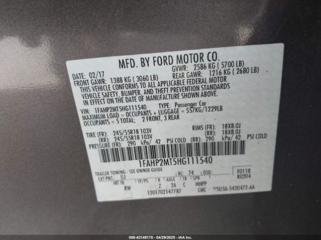 1FAHP2MT5HG111540 Ford Police Interceptor