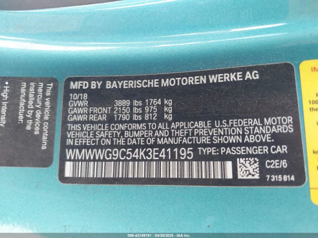 2019 MINI CONVERTIBLE WMWWG9C54K3E41195 Photo 8