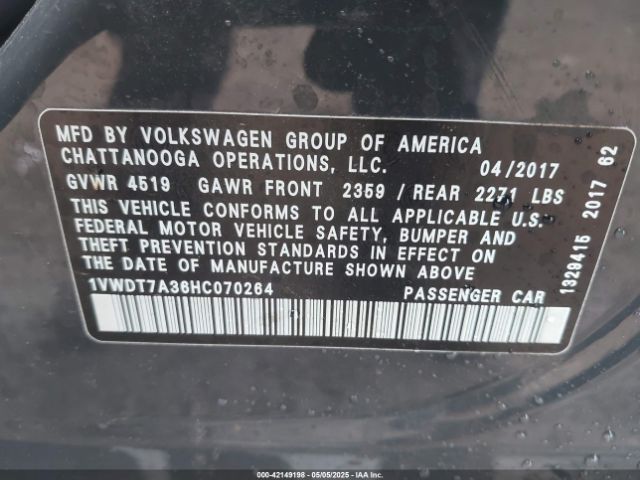 1VWDT7A36HC070264 Volkswagen Passat 1.8t R-line