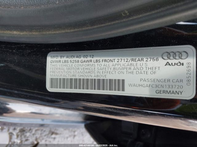 2012 AUDI A6 WAUHGAFC3CN133720 Photo 8