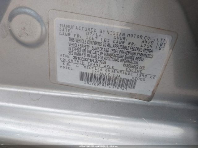 3N1CE2CP1FL370939 Nissan Versa Note S Plus