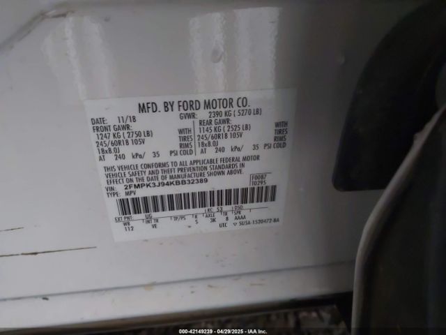2FMPK3J94KBB32389 Ford EDGE SEL