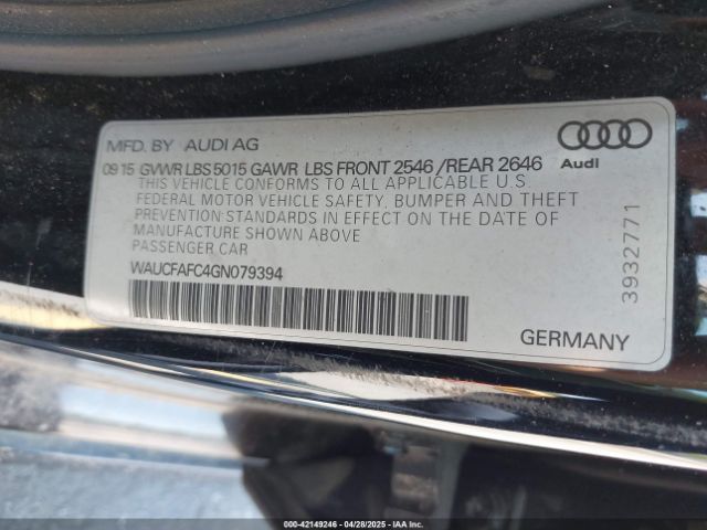 WAUCFAFC4GN079394 Audi A6 2.0t Premium
