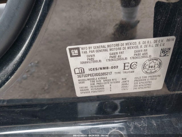 3GTU2PEC0GG385217 GMC Sierra 1500 Denali