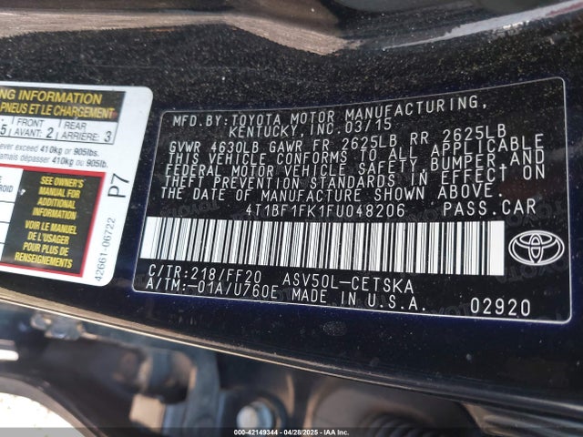 Продажа на аукционе авто 2015 Toyota Camry Se, vin: 4T1BF1FK1FU048206, номер лота: 42149344