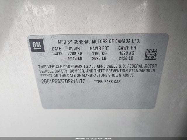 2013 CADILLAC XTS 2G61P5S37D9214177 Photo 8