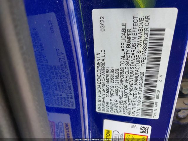 1HGCV1F33NA038928 Honda Accord Sport