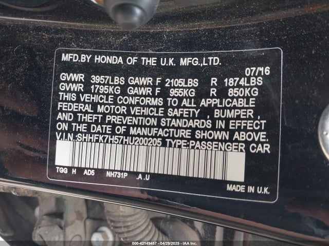 SHHFK7H57HU200205 Honda l15ba