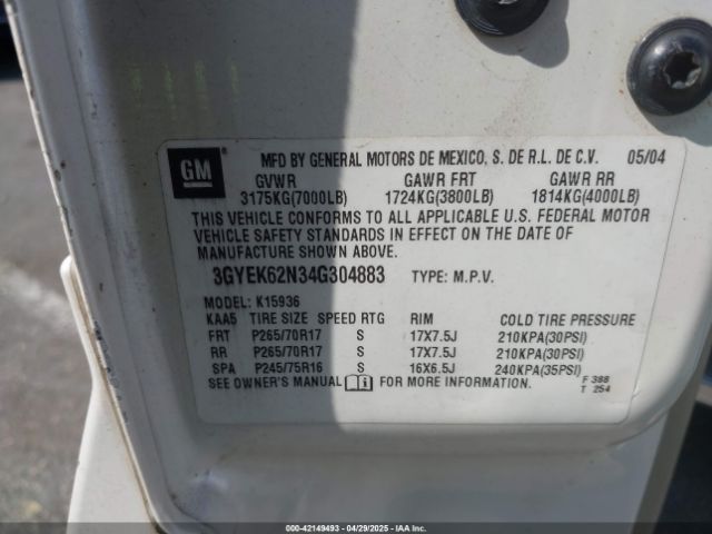 2004 CADILLAC ESCALADE EXT 3GYEK62N34G304883 Photo 8