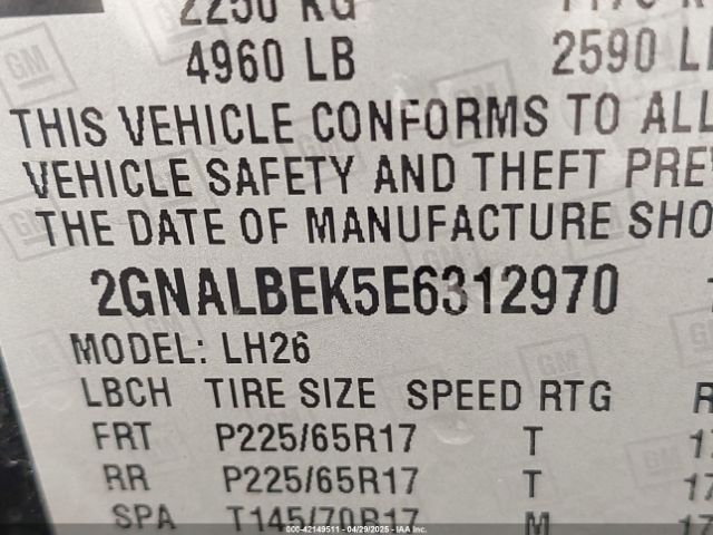 2GNALBEK5E6312970 Chevrolet EQUINOX 1LT