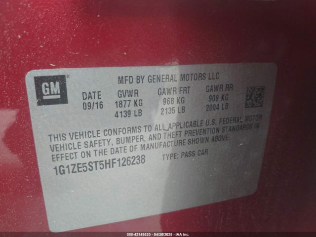1G1ZE5ST5HF126238 Chevrolet MALIBU 1LT