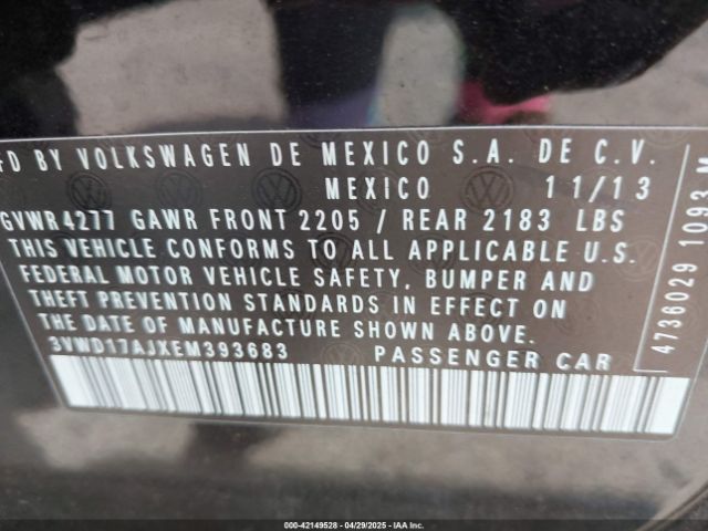 3VWD17AJXEM393683 Volkswagen Jetta 1.8t Se