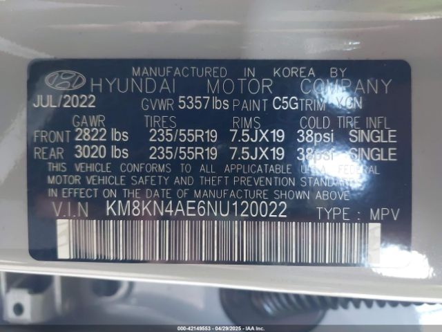 KM8KN4AE6NU120022 Hyundai Ioniq 5 Sel