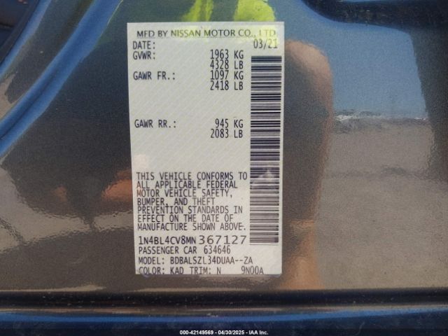 2021 NISSAN ALTIMA 1N4BL4CV8MN367127 Photo 8