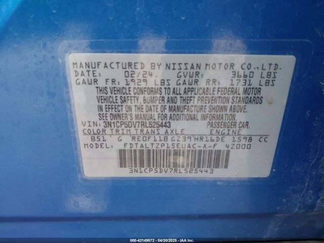 3N1CP5DV7RL525443 Nissan Kicks Sr Xtronic Cvt