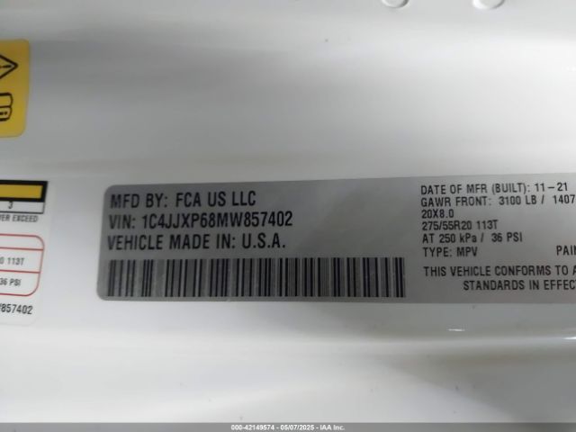 2021 JEEP WRANGLER 4XE 1C4JJXP68MW857402 Photo 8