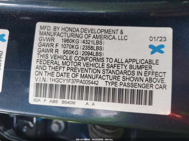 1HGCY1F37PA005442 Honda ACCORD EX