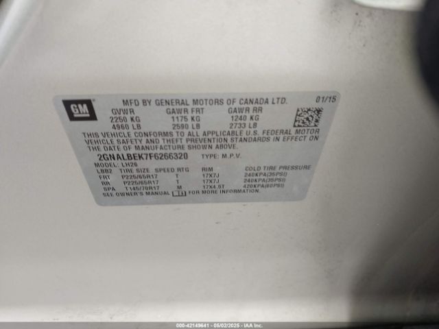 2GNALBEK7F6266320 Chevrolet EQUINOX 1LT