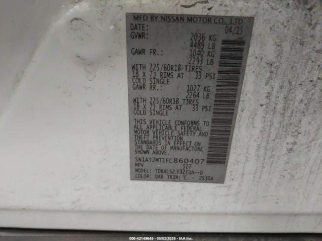 5N1AT2MT1FC860407 Nissan Rogue Sl