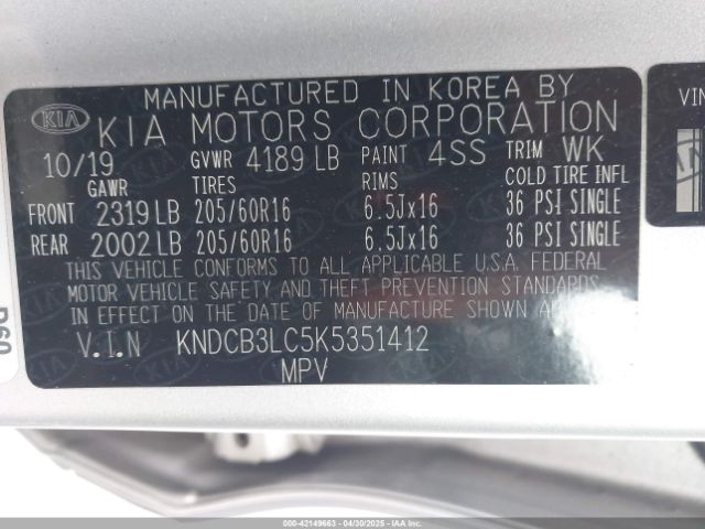 KNDCB3LC5K5351412 KIA NIRO LX