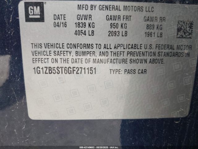 1G1ZB5ST6GF271151 Chevrolet MALIBU LS