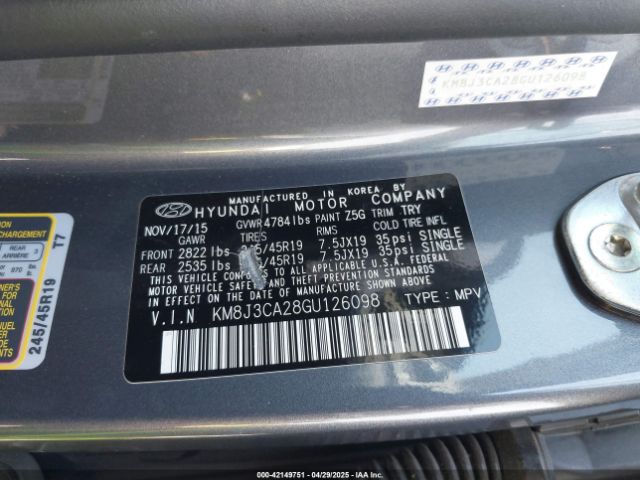 KM8J3CA28GU126098 Hyundai Tucson Sport