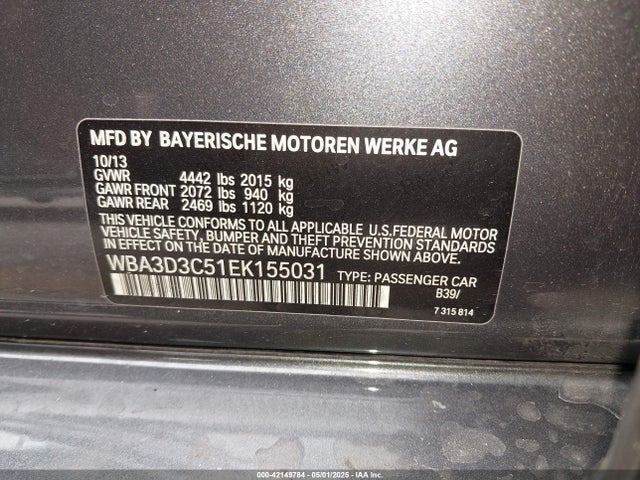 BMW 328D 2014 WBA3D3C51EK155031 Image 9