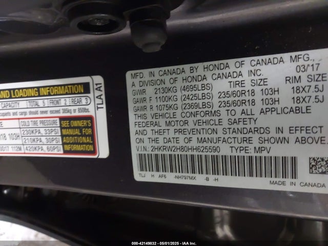 2HKRW2H80HH625590 Honda l15be