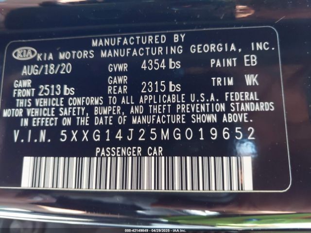 5XXG14J25MG019652 KIA K5 LXS