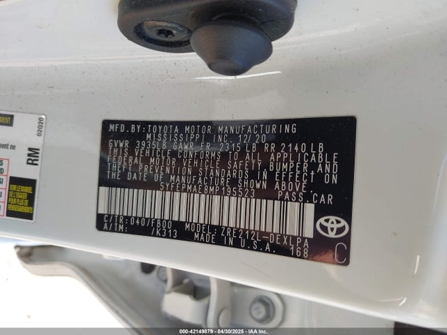 Toyota COROLLA LE 2021 5YFEPMAE8MP195523 Image 9