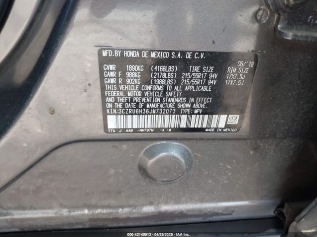 3CZRU6H36JM732073 Honda HR-V LX