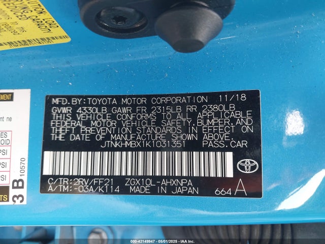 JTNKHMBX1K1031351 Toyota C-HR XLE