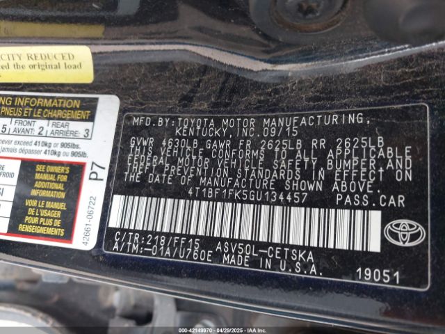 4T1BF1FK5GU134457 Toyota CAMRY SE