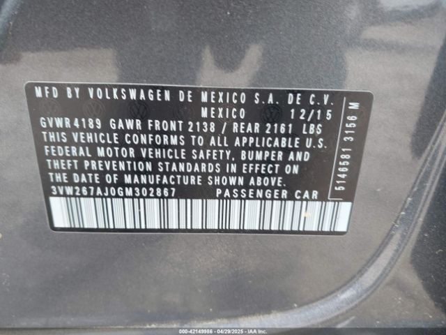 3VW267AJ0GM302867 Volkswagen Jetta 1.4t S