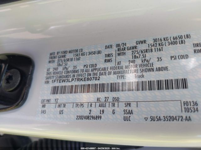 1FTEW3LP7RKE80702 Ford F-150 Xlt