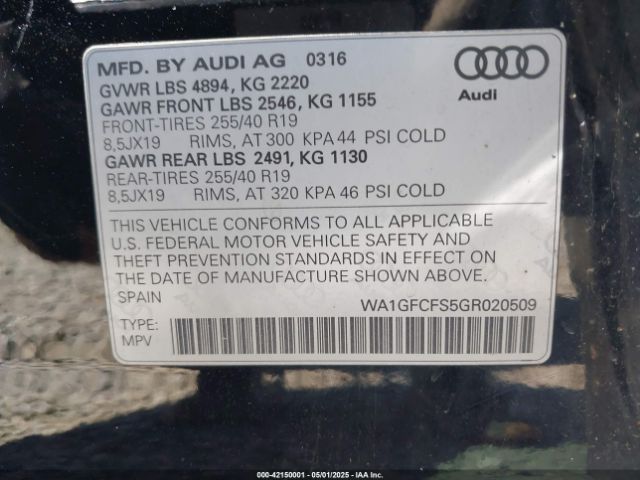 WA1GFCFS5GR020509 Audi Q3 2.0t Premium Plus