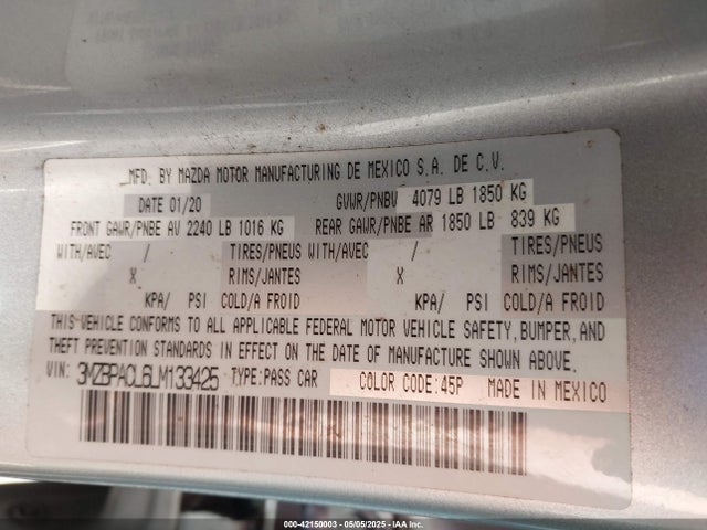 3MZBPACL6LM133425 Mazda py