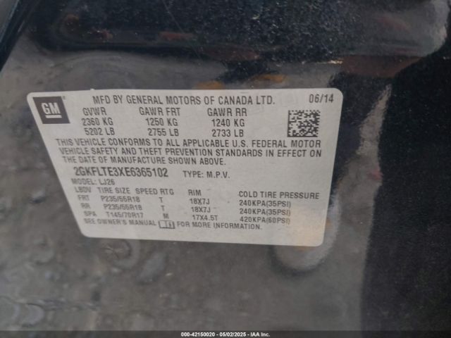 2GKFLTE3XE6365102 GMC Terrain Slt-2