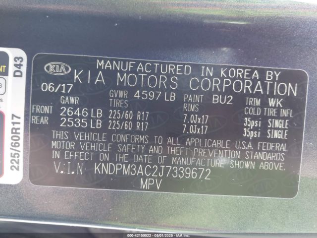 KNDPM3AC2J7339672 KIA Sportage Lx