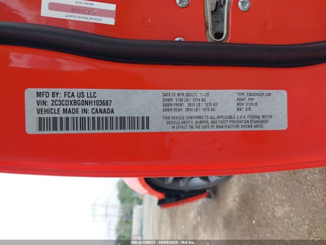 2C3CDXBG0NH103687 Dodge Charger Sxt Rwd