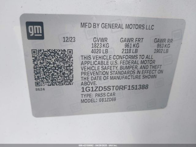 1G1ZD5ST0RF151388 Chevrolet Malibu Fwd 1lt