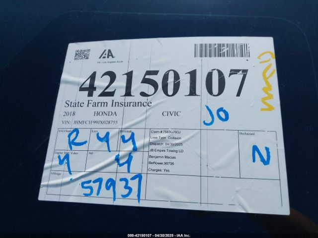 JHMFC1F99JX028755 Honda Civic Touring