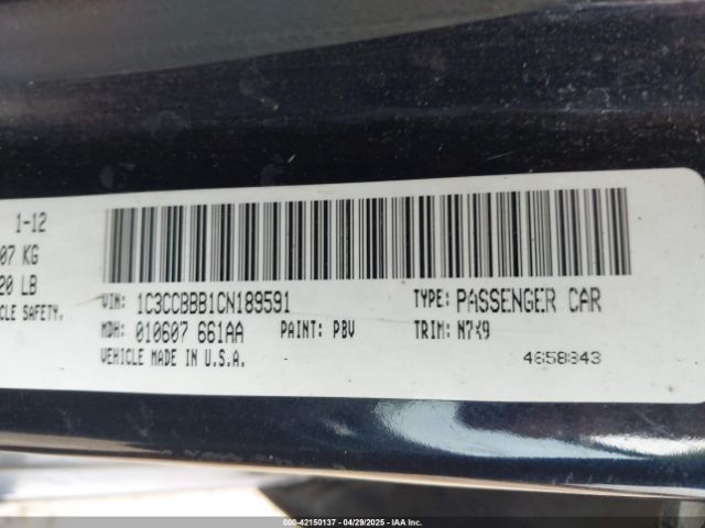 2012 CHRYSLER 200 1C3CCBBB1CN189591 Photo 8