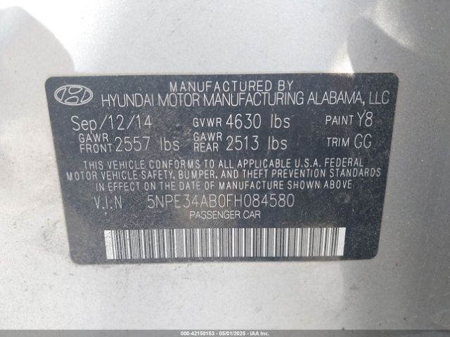 5NPE34AB0FH084580 Hyundai Sonata Sport 2.0t