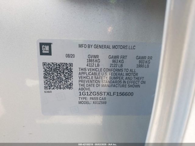 1G1ZG5STXLF156600 Chevrolet Malibu Fwd Rs
